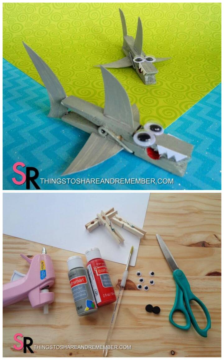 How to Make Shark Clothespin Magnet