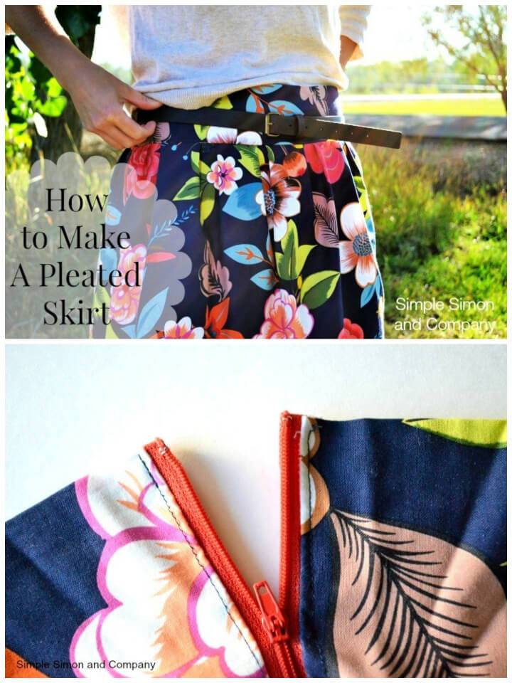 How to Sew Wide Waistband Pleated Skirt