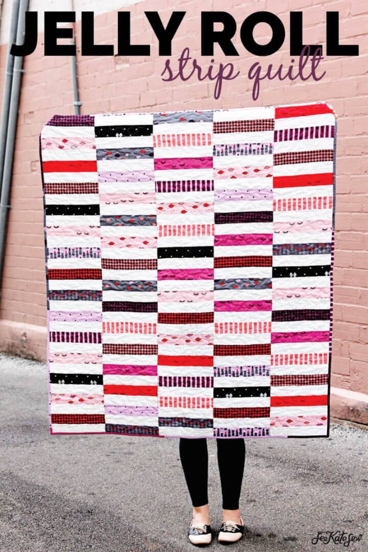 Jelly Roll Strip Quilt Free Sewing Pattern