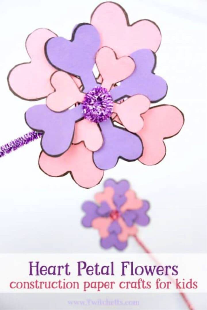 Make Construction Paper Flowers from Hearts