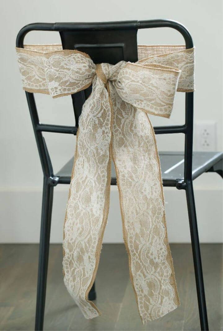 Make a Chair Bow Using Burlap and Lace