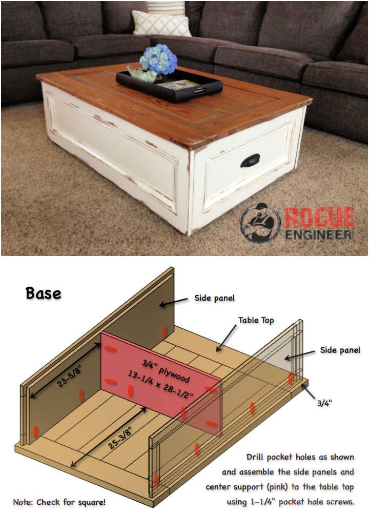 Make a Distressed Coffee Table With Storage