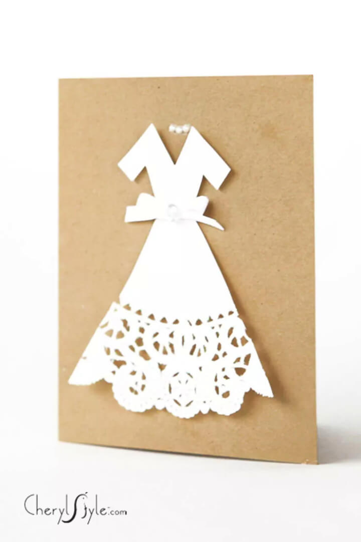 Make a Doily Wedding Dress Card