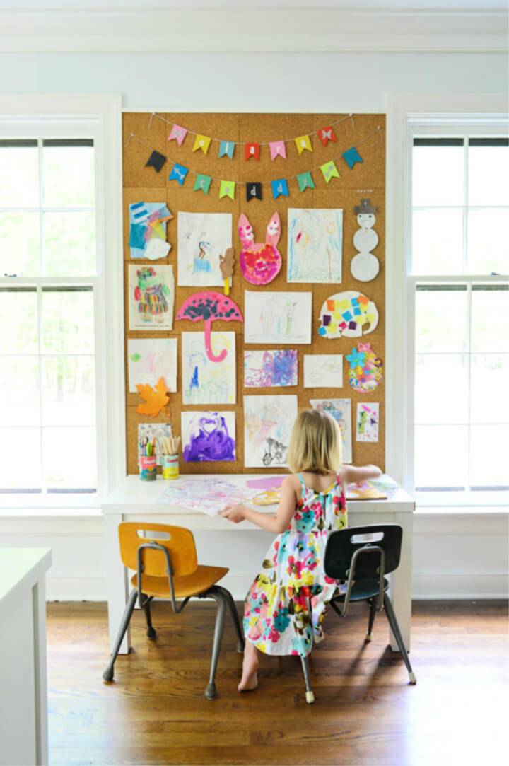Make a Giant Cork Board Wall for Kid Art