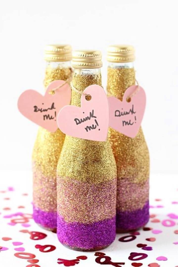 Mini Wedding Glitter Champagne Bottles