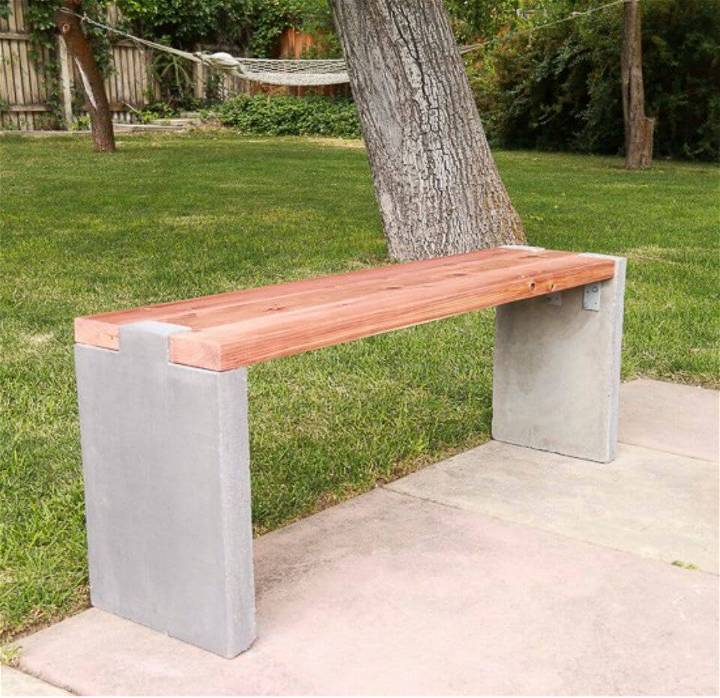 Modern DIY Concrete and Redwood Bench