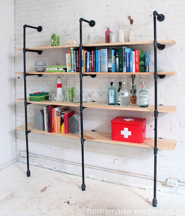 Modern HomeMade Pipe Shelves