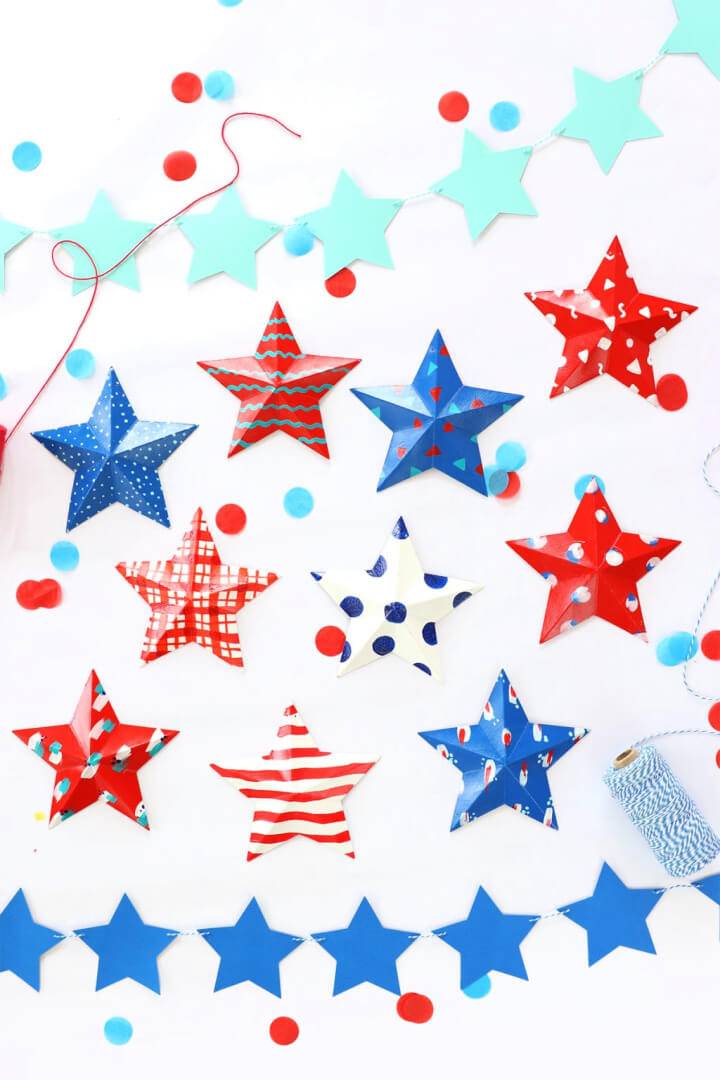 Modern DIY Patriotic Painted 3D Stars