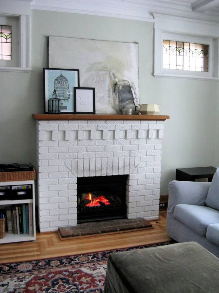 Painted White Brick Fireplace