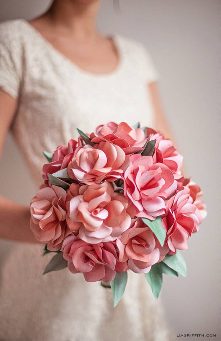 Paper Rose Flower Wedding Bouquet