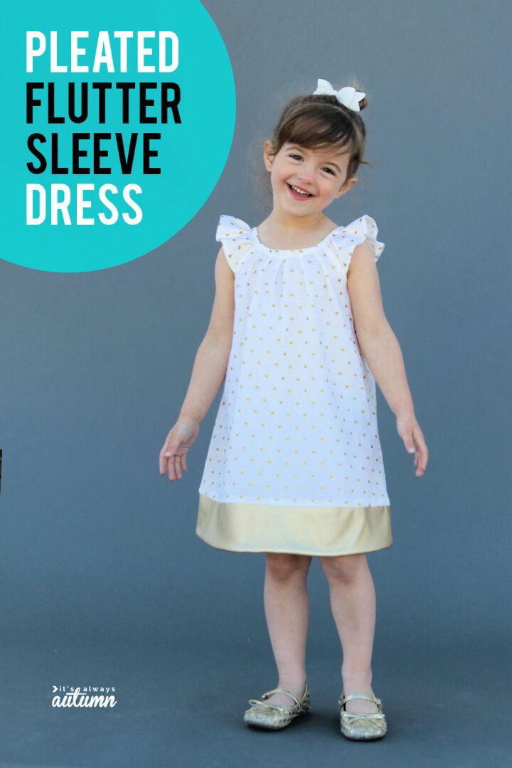 Pleated Flutter Sleeve Dress Free Pattern