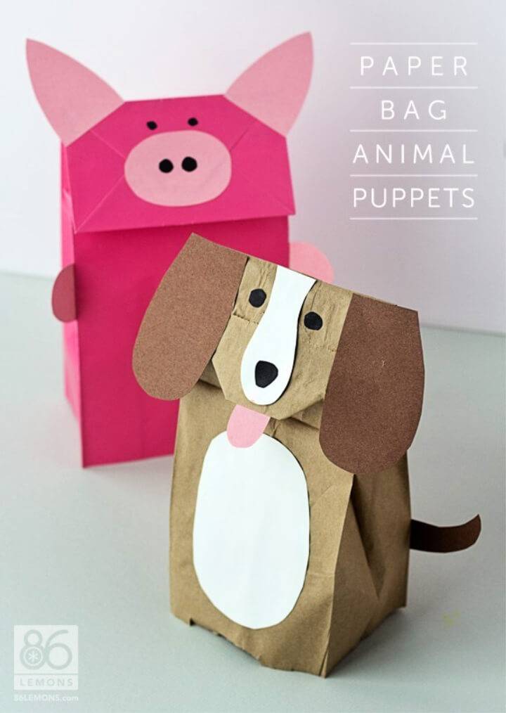 Pretty DIY Paper Bag Animal Puppets