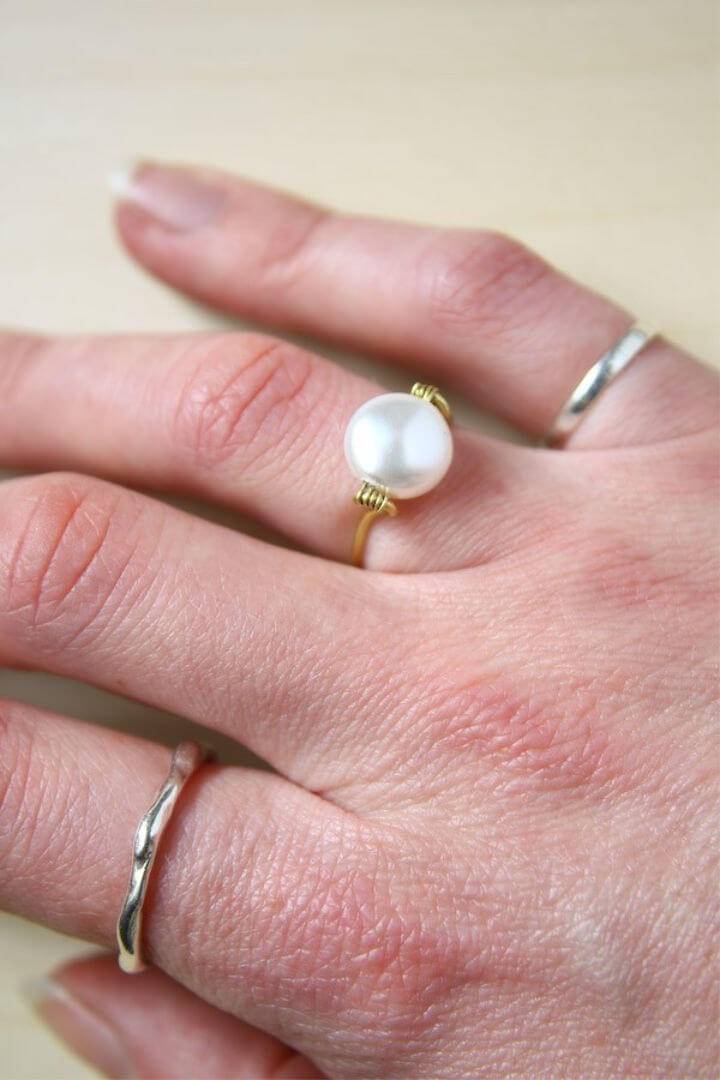 Quick DIY Wire Wrapped Pearl Ring