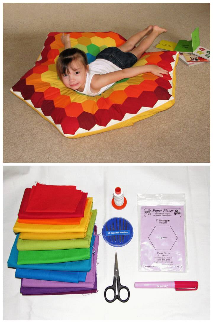 Rainbow Hexie Floor Pillow Pattern