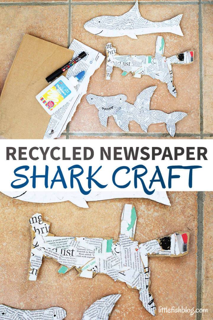 Recycled Newspaper Shark Craft for Kids