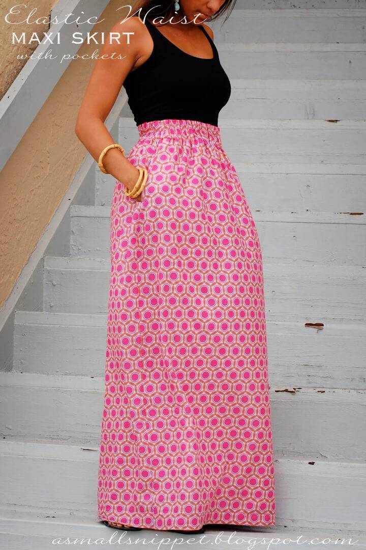 Sew Elastic Waist Skirt Free Pattern