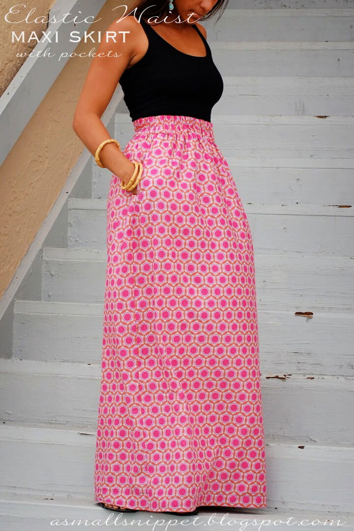 Sew Elastic Waist Skirt Free Pattern