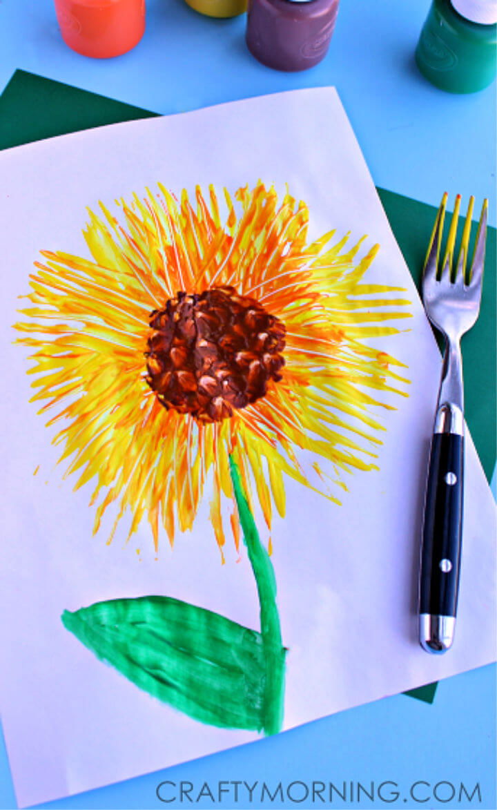 Simple Fork Print Sunflower Craft