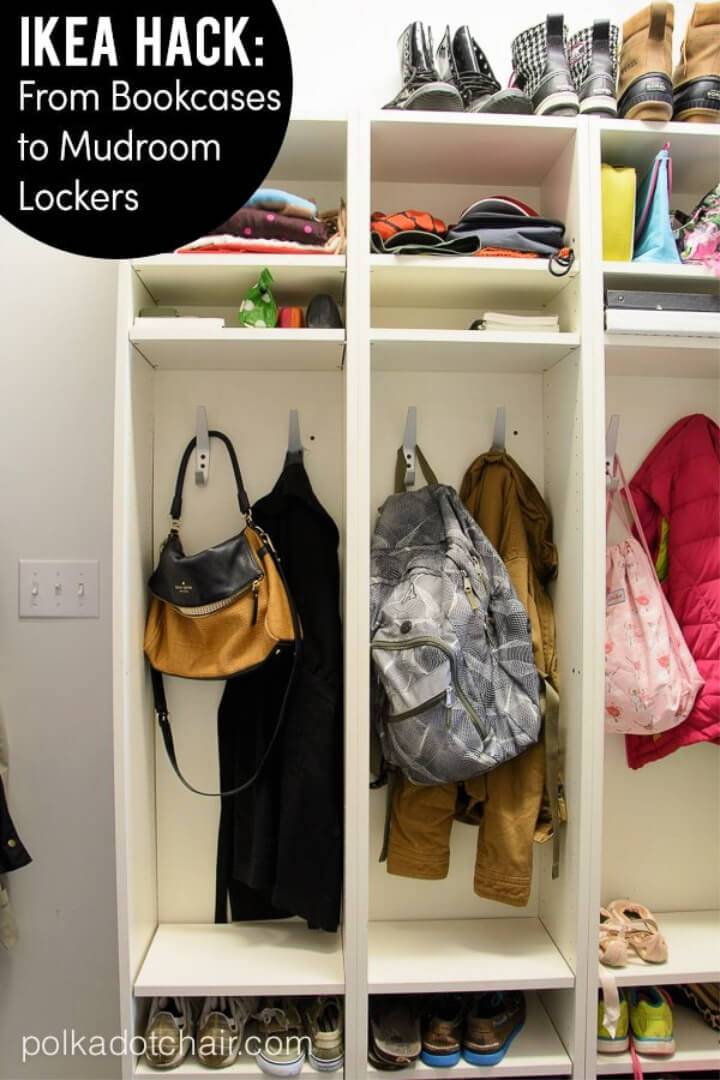 Turn Ikea Bookcases to Mudroom Lockers