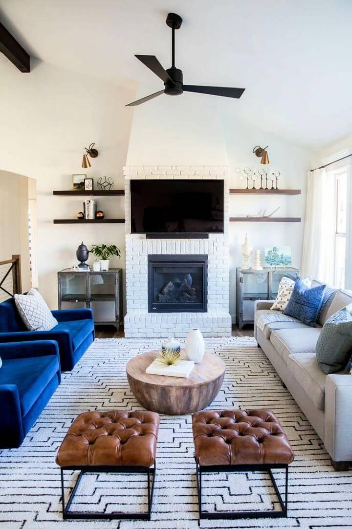 White Brick Fireplace for Living Room
