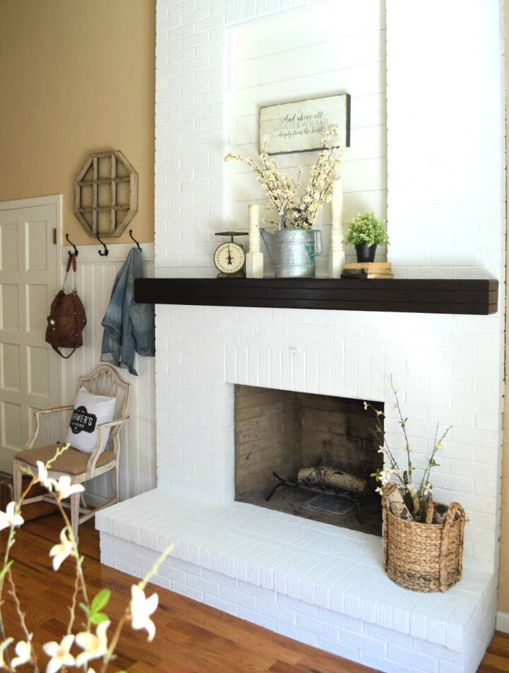 White Painted Brick Fireplace