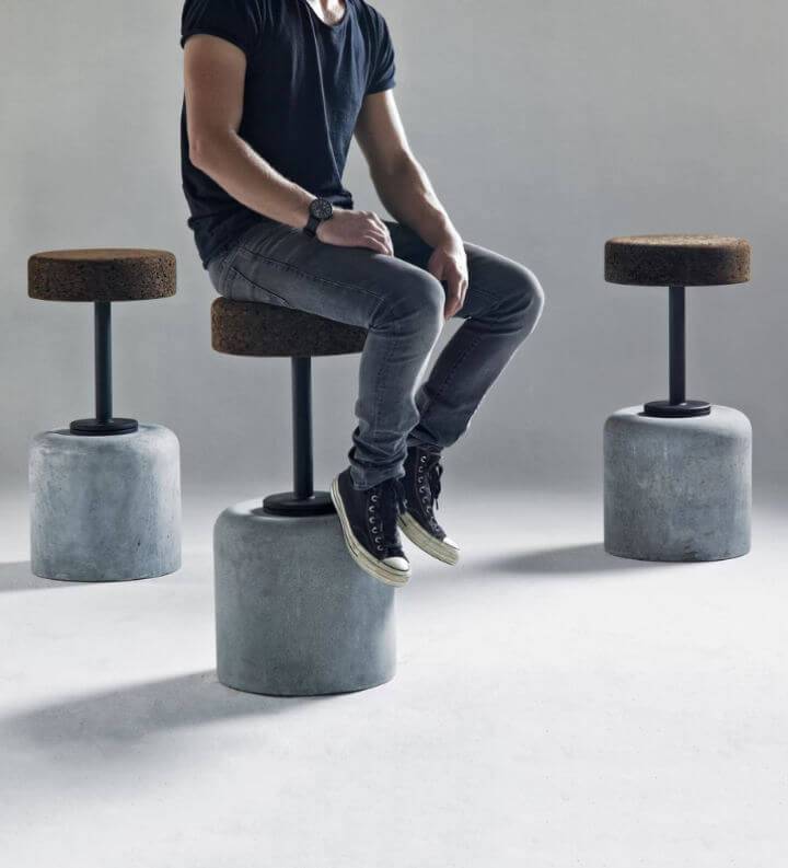 Wiid Cork Steel and Concrete Bar Stool