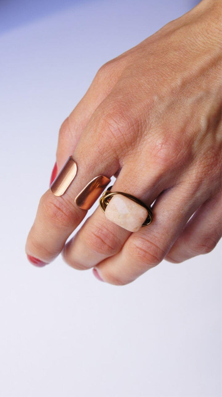 Wrapped Peach Aventurine Ring