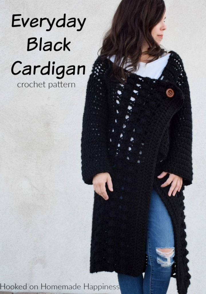 Crochet Everyday Black Cardigan