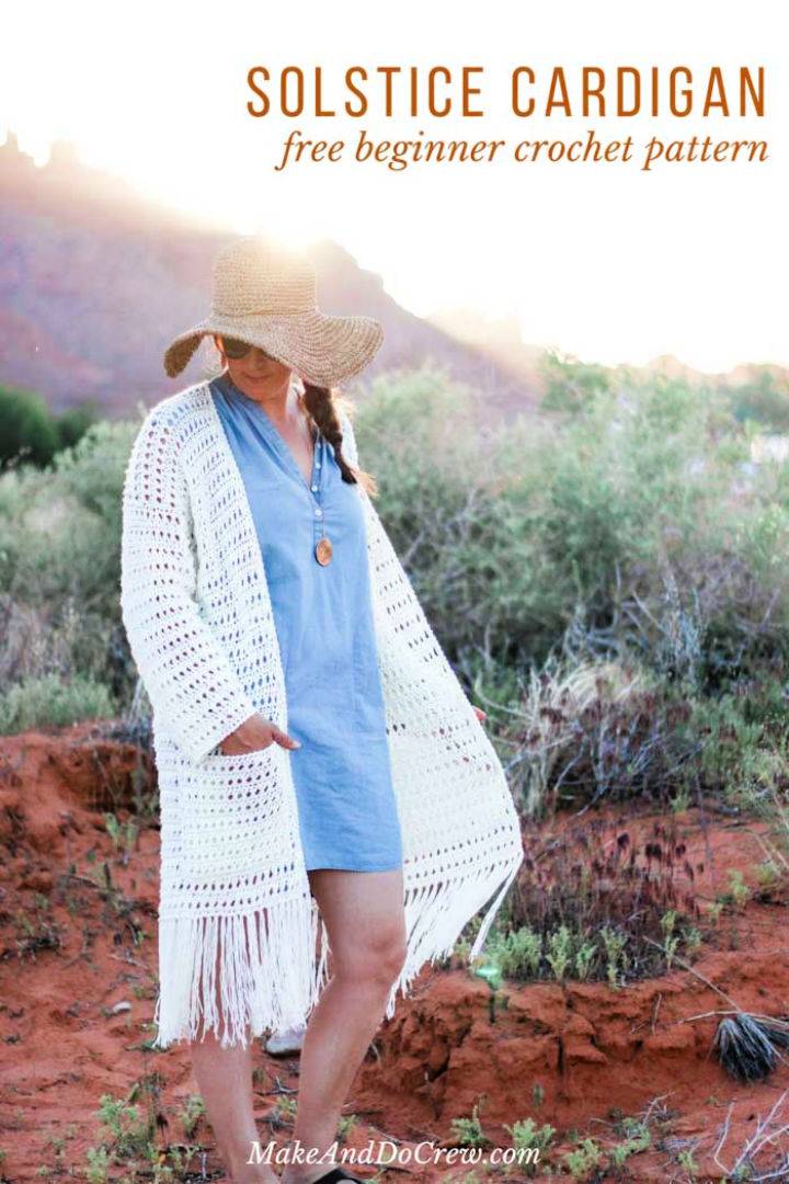 Crochet Fringed Long Cardigan