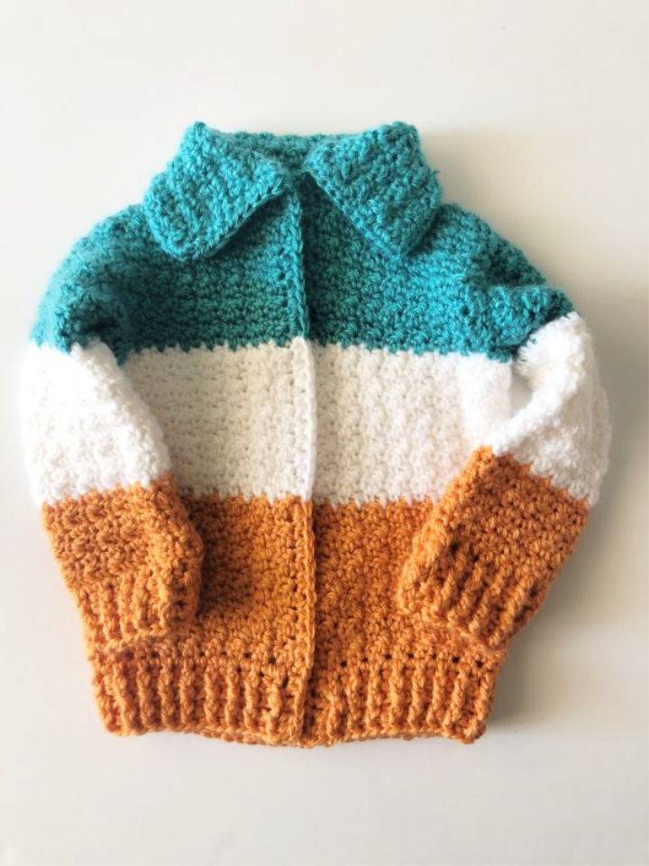 Crochet Three Color Baby Cardigan