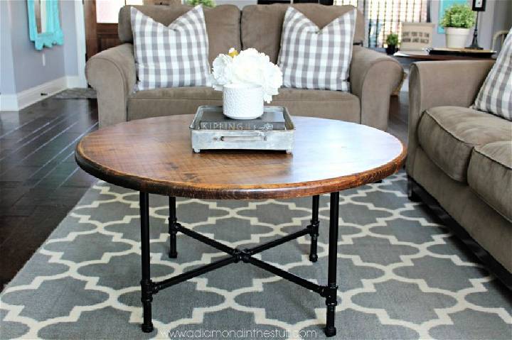 Homemade Industrial Style Round Coffee Table