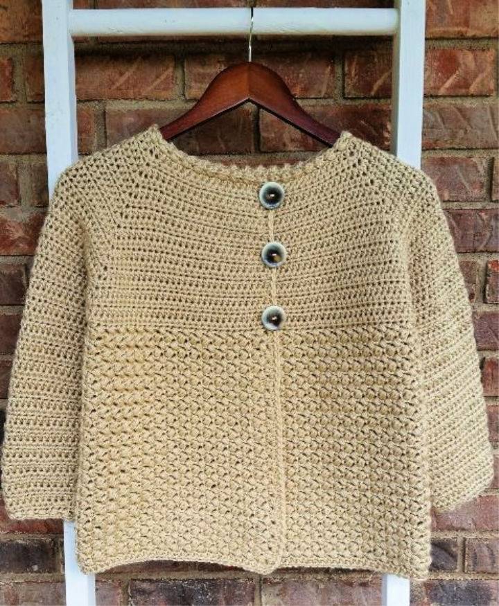 Crochet Textured 3 Button Cardigan