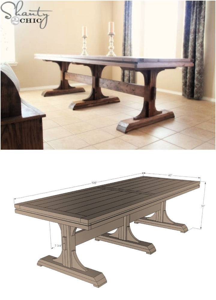 Build a Triple Pedestal Farmhouse Table