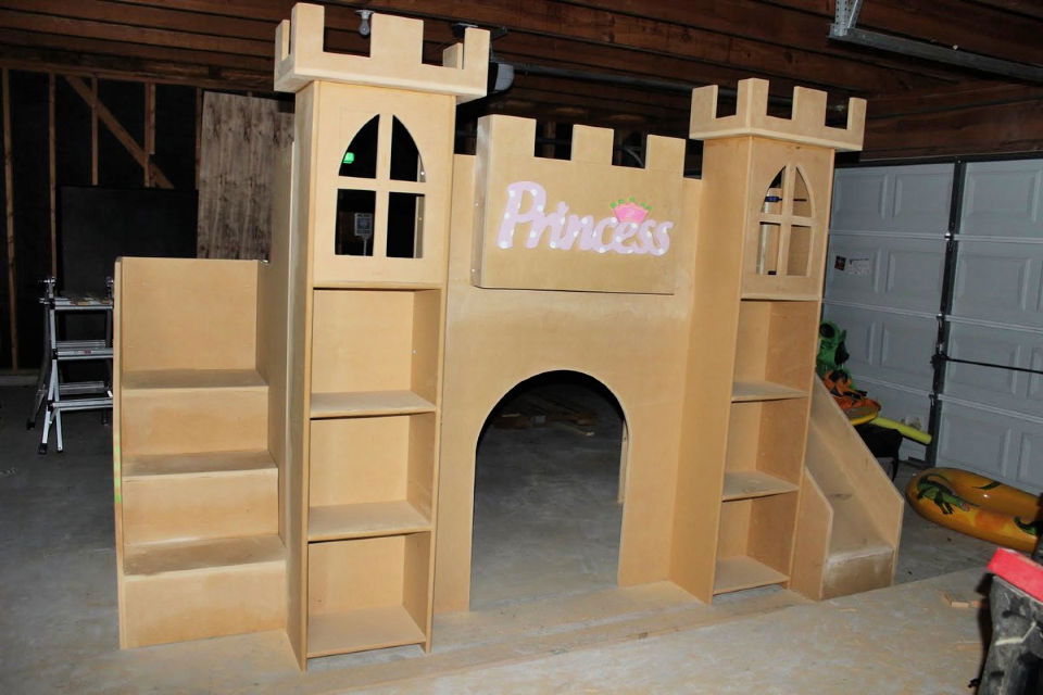 Castle Loft Bed with Stairs and Slide