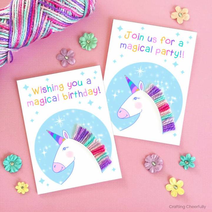Printable Unicorn Birthday Card or Party Invitation