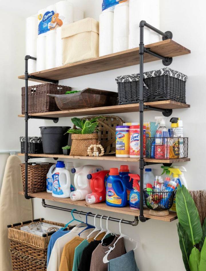 Easy and Inexpensive Industrial Pipe Shelves