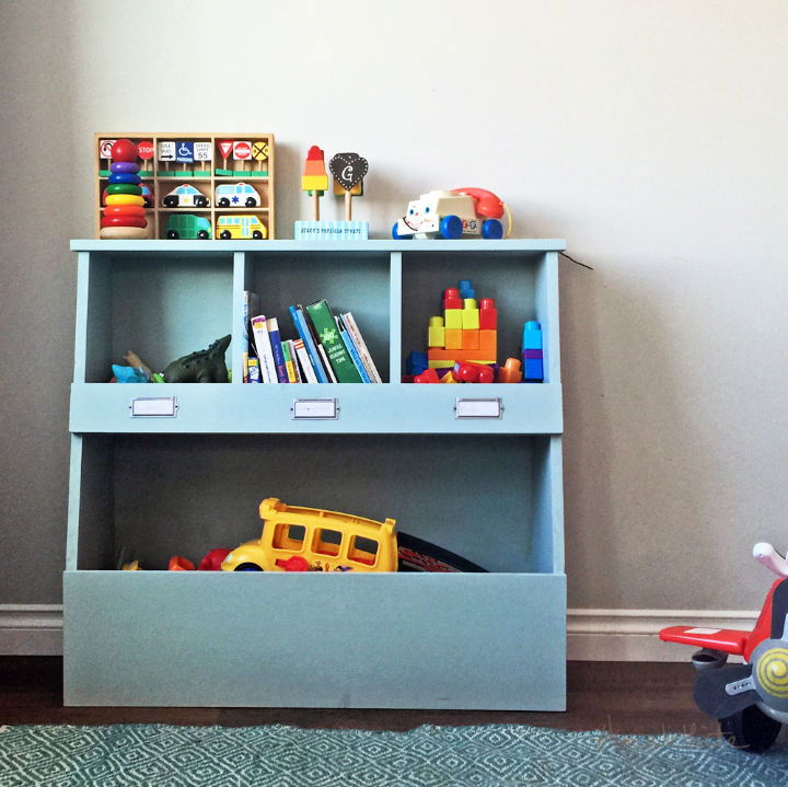 DIY Toy Bin Box With Cubby Shelves