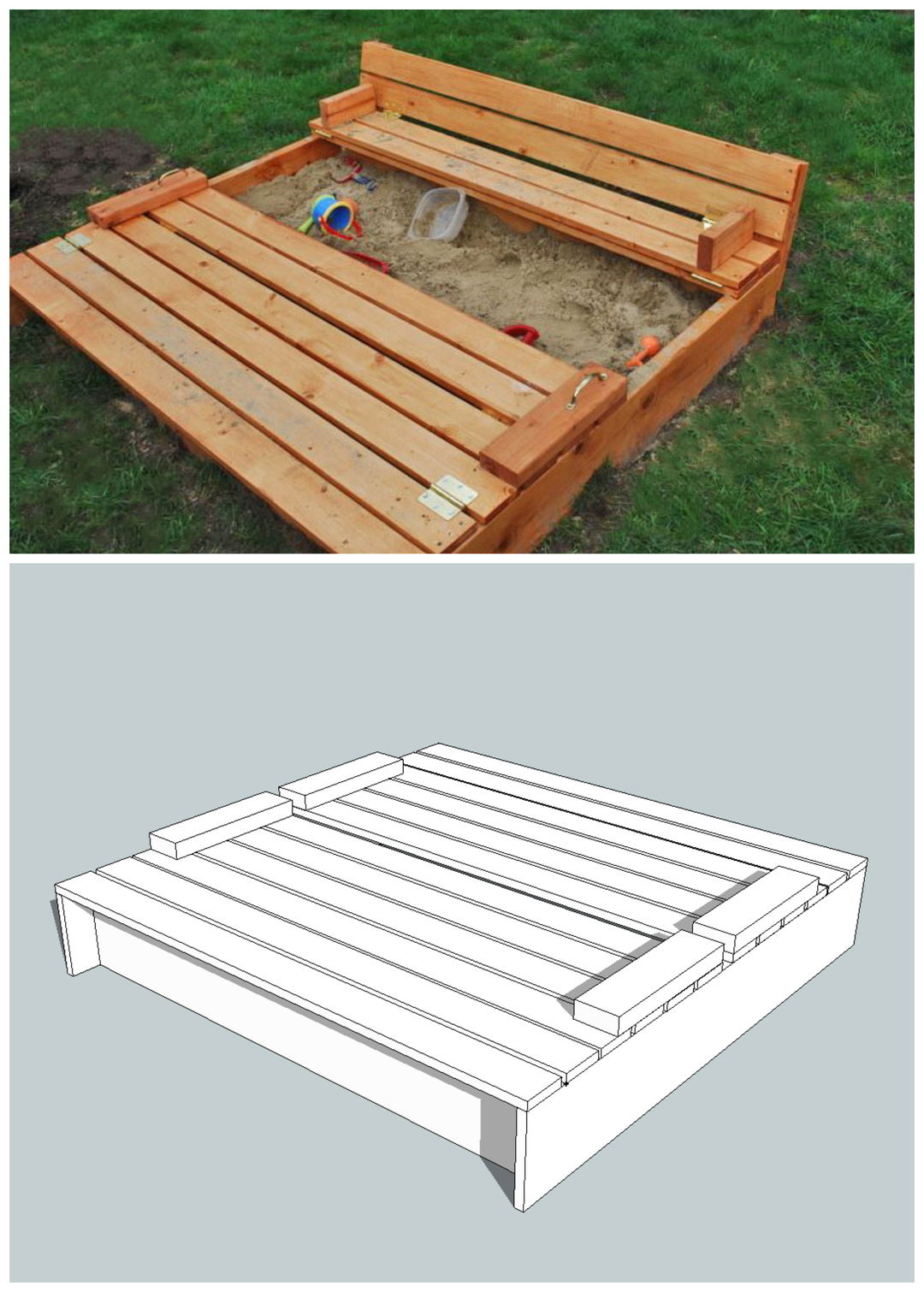 DIY Wooden Sand Box With Built-in Seats