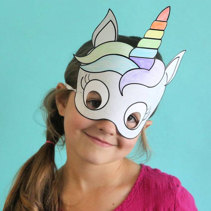 Unicorn Masks to Print and Color