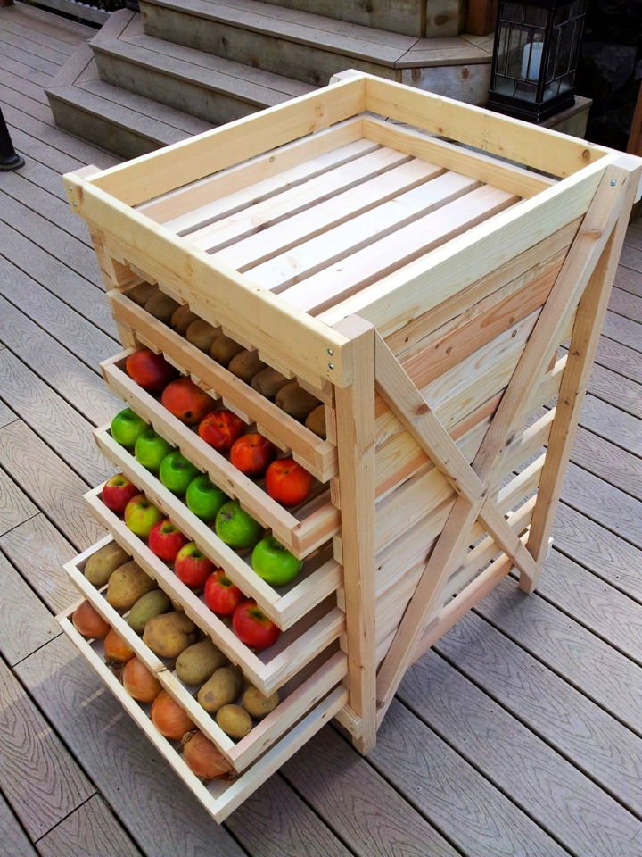 DIY Vegetable Rack With Slide Out Trays