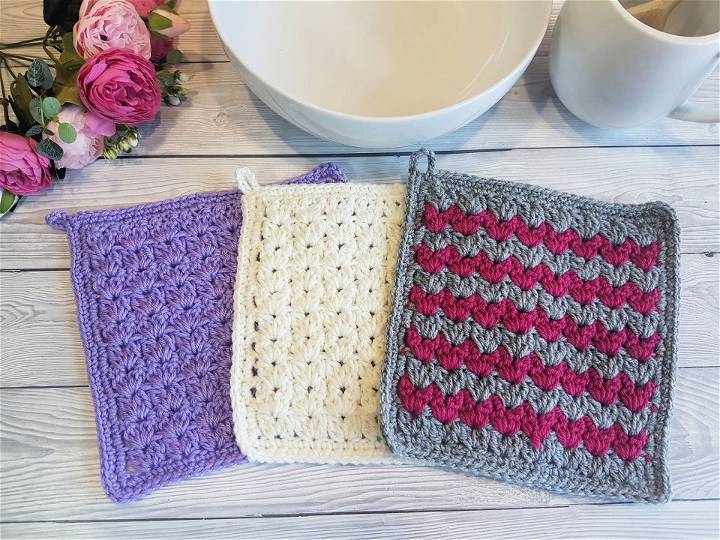 Crochet Cluster V Stitch Hot Pads Pattern