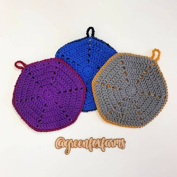 Crochet Hexie Motif Pot Holder Pattern