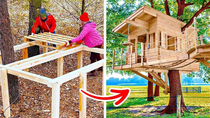 DIY Tree House With Wooden Pallets