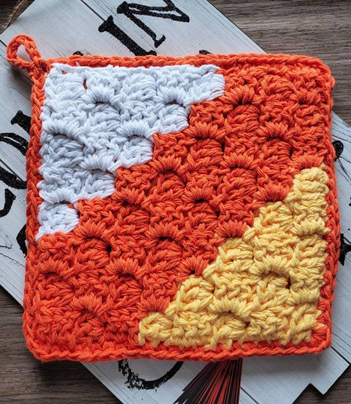 C2C Crochet Candy Corn Hot Pad Pattern