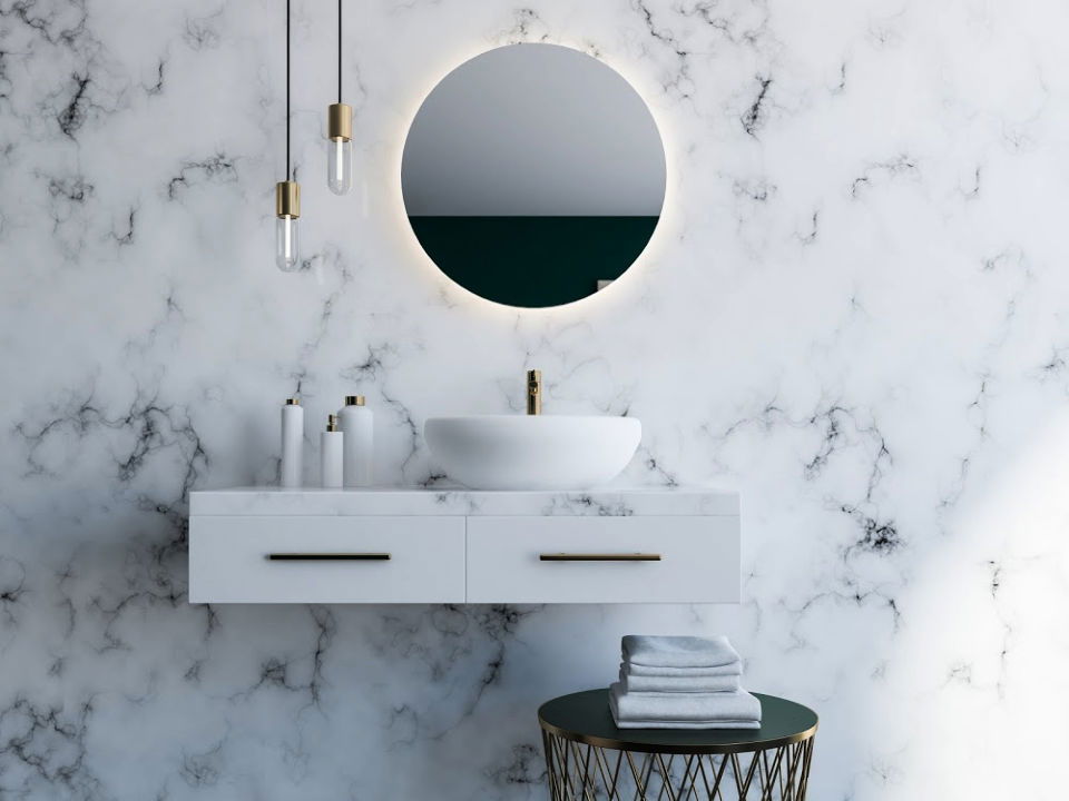 Using the marble effect in your downstairs cloakroom