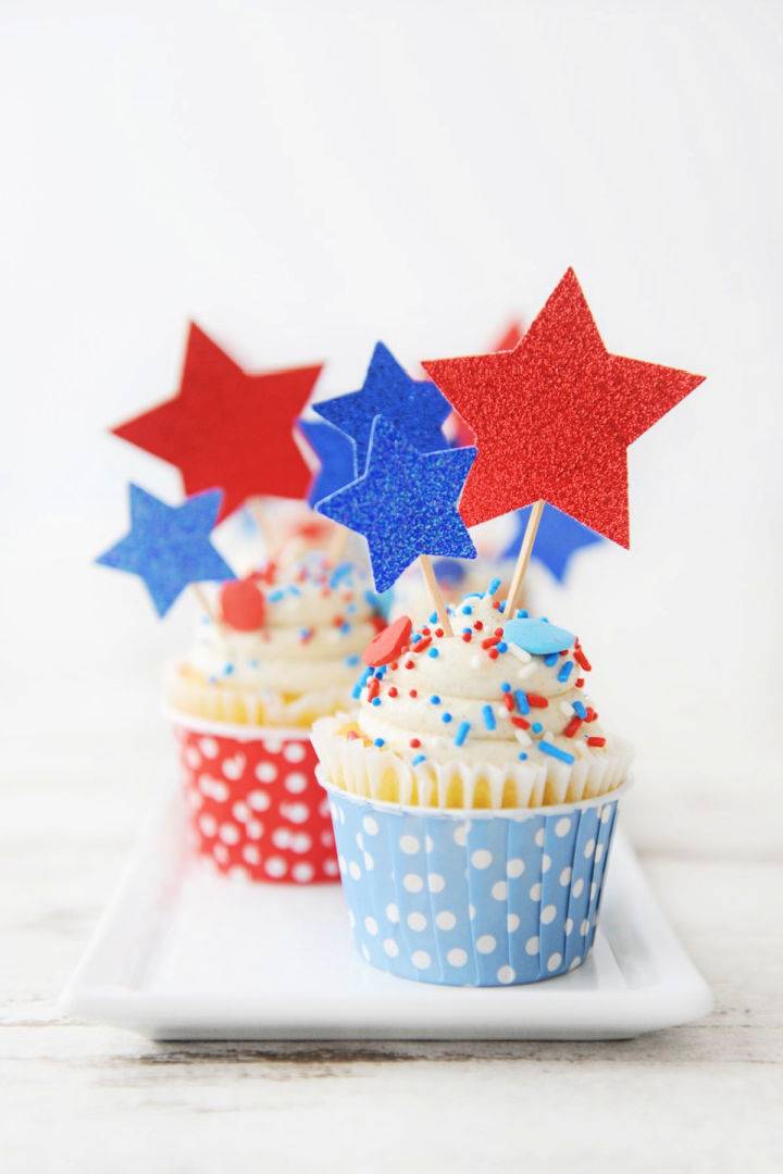 Easy DIY Glitter Star Cupcake Toppers With Toothpicks