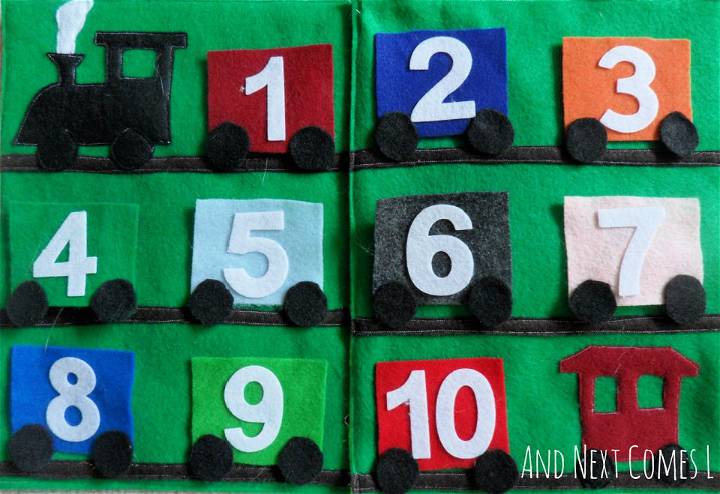Colored Felt Number Train Quiet Book Page
