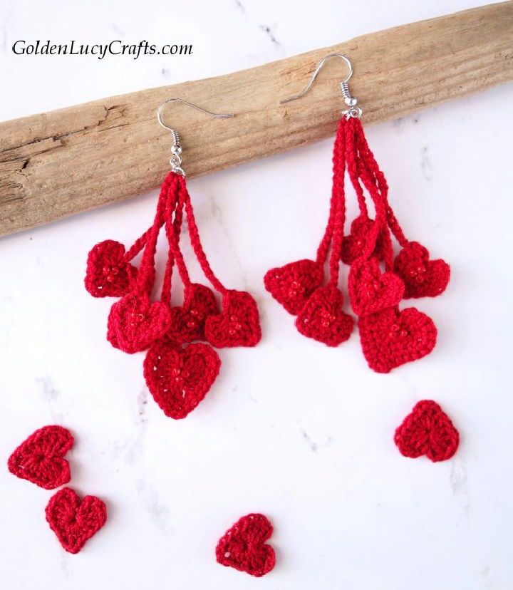 Crochet Heart Earrings