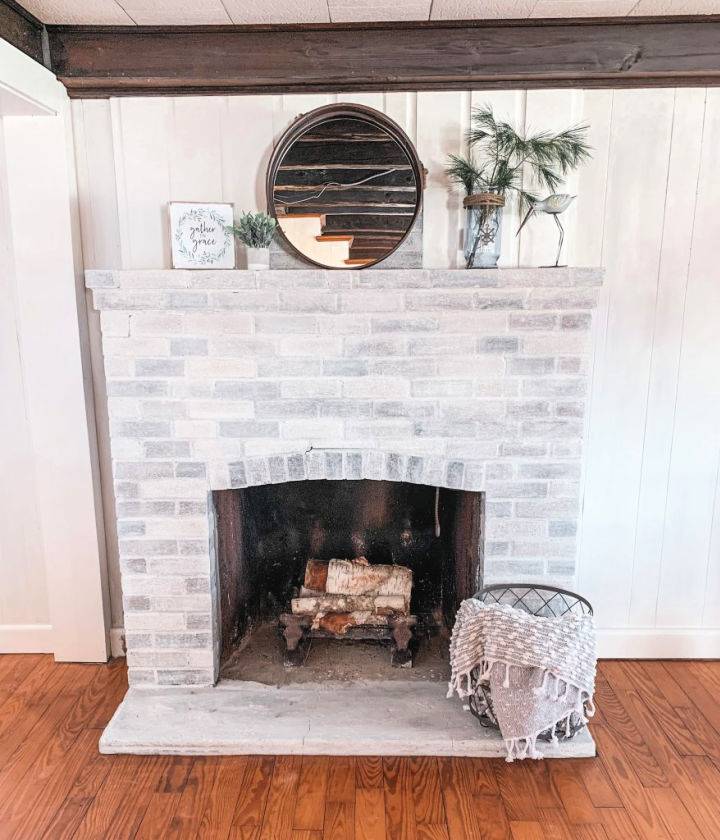 DIY Whitewashed Brick Fireplace Tutorial