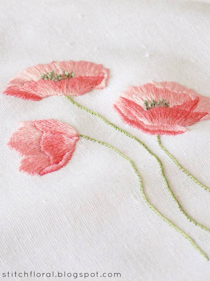 Dancing Poppies Hand Embroidery Freebie